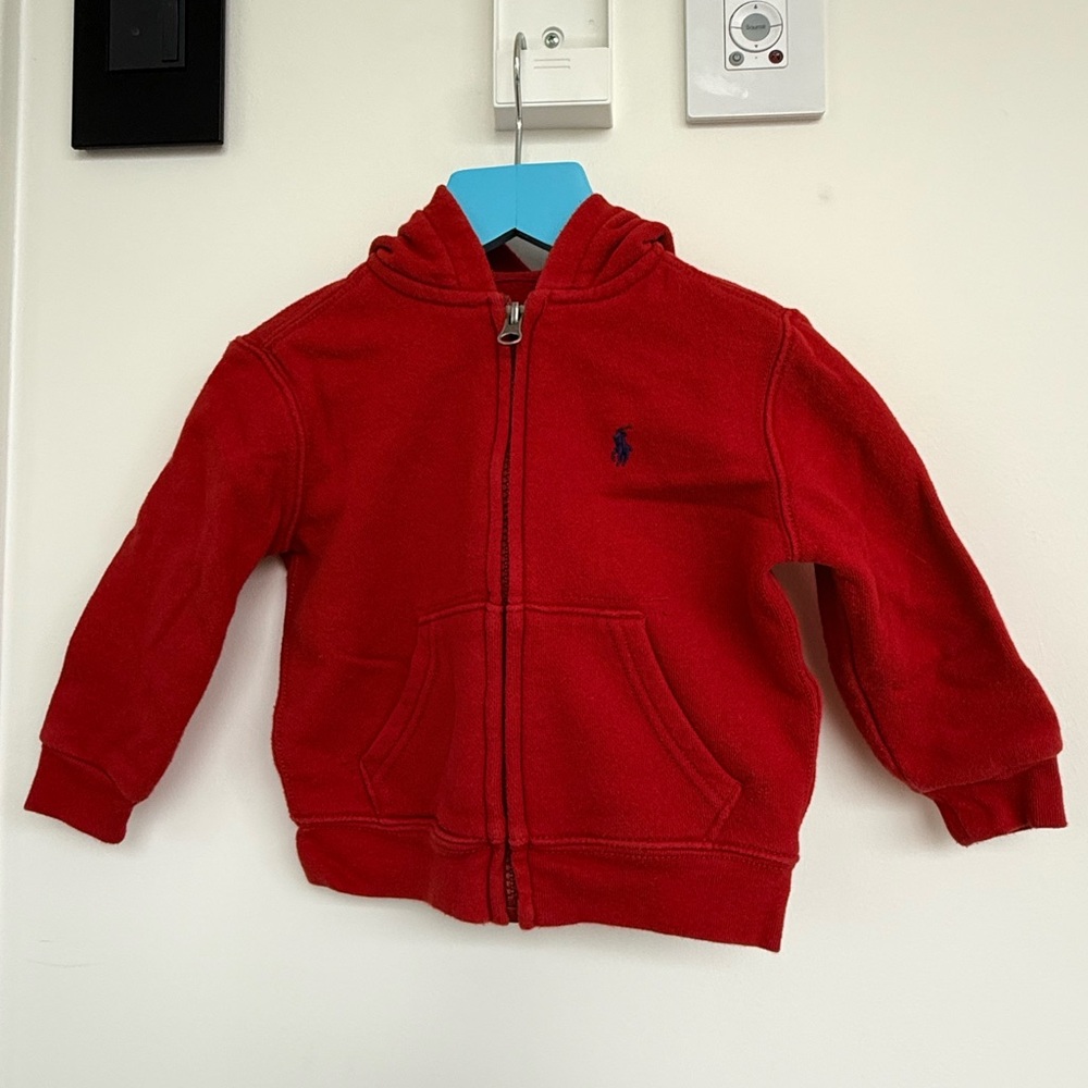 Ralph Lauren Kids Red Hooded Zip-Up Sweatshirt